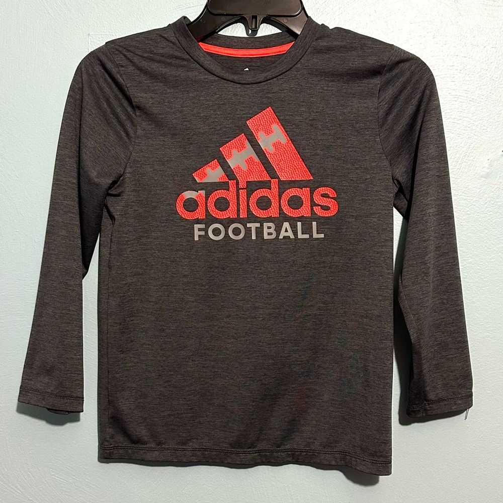 Adidas Kids Charcoal Long Sleeve Football Tee Size 7X EUC